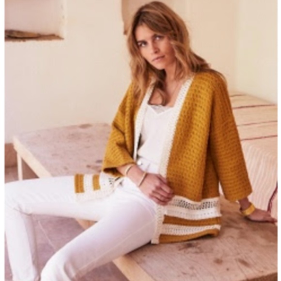 Sezane Sweaters - Sezane Veste Dory Mustard Yellow Open Cardigan NWT